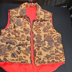 Duck Camouflage Reversible Vest with Orange Lining Size Medium